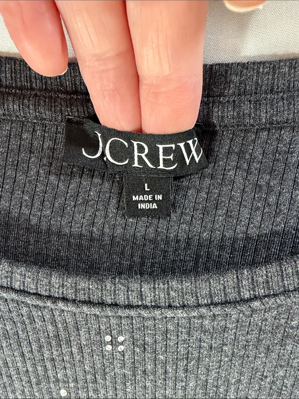 JCrew Charcoal Ribbed Long Sleeve Top with Subtle Sparkle Large